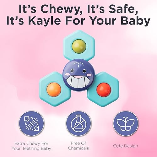 Miniatura 7 de KayLe Juguetes sensoriales Spinning Top para niños pequeños, juguete sensorial con ventosa para bebé con sonajero, diversión para el baño y el