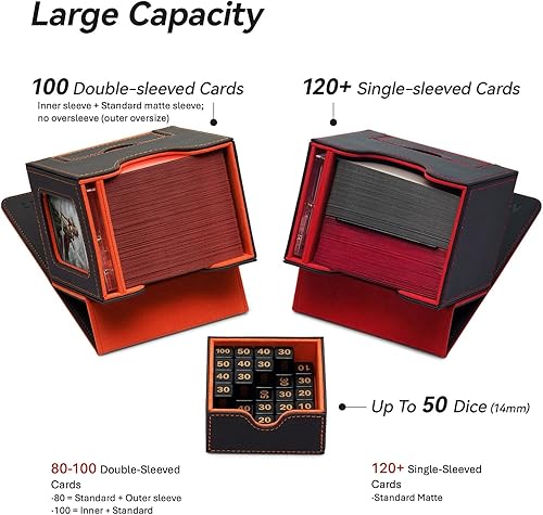 Miniatura 10 de Caja de cartas para MTG Commander, diseño patentado, pantalla Commander, se adapta a 100 tarjetas de doble manga, ladrillo de tarjetas de 35 puntos