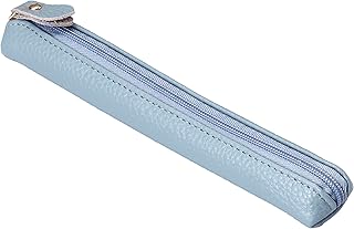 ペンを2～3本収納できるスリムサイズ。小さなバッグの中でもかさばらず持ち歩ける。柔らか本革で綺麗な色合い［ソフト牛本革 スリムペンケース］ GRE-SPN-05 ブルーグレー