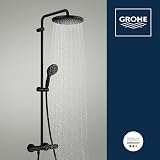 GROHE Vitalio Start 250 – Exposed Thermostatic Shower System with Aquadimmer Function (Round 25cm Head Shower 1 Spray, Round 11cm Hand Shower 2 Sprays, Hose 1.75m, Water Saving), Matt Black, 266772431 - 3