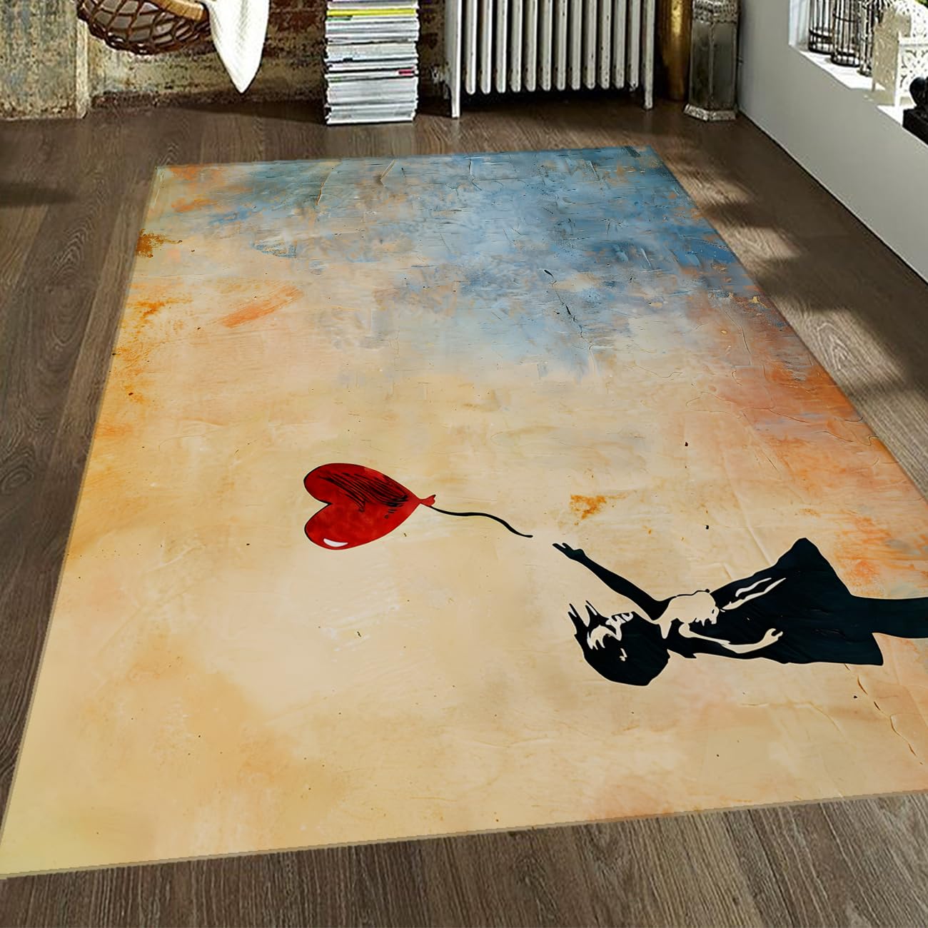 Tapis lavable en machine fini les taches sur votre tapis Banksy bleu violet
