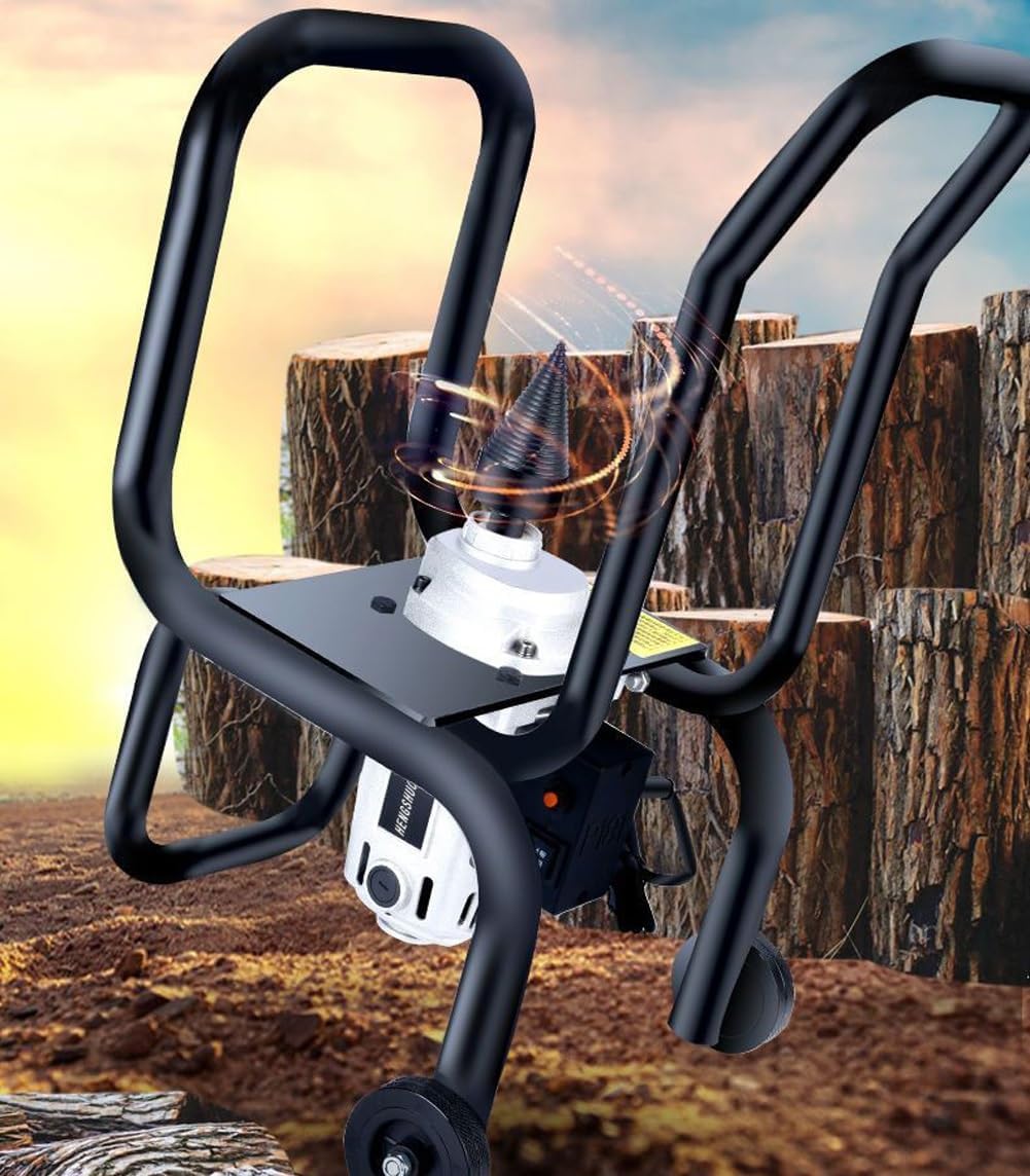 Electric Powered Firewood Splitter, Heavy Duty Automatic Drills Screw Log Splitter, 420rpm Freestanding Firewood Splitting Machine with Stand, Wood Splitter Tool for Fire Wood Splitting