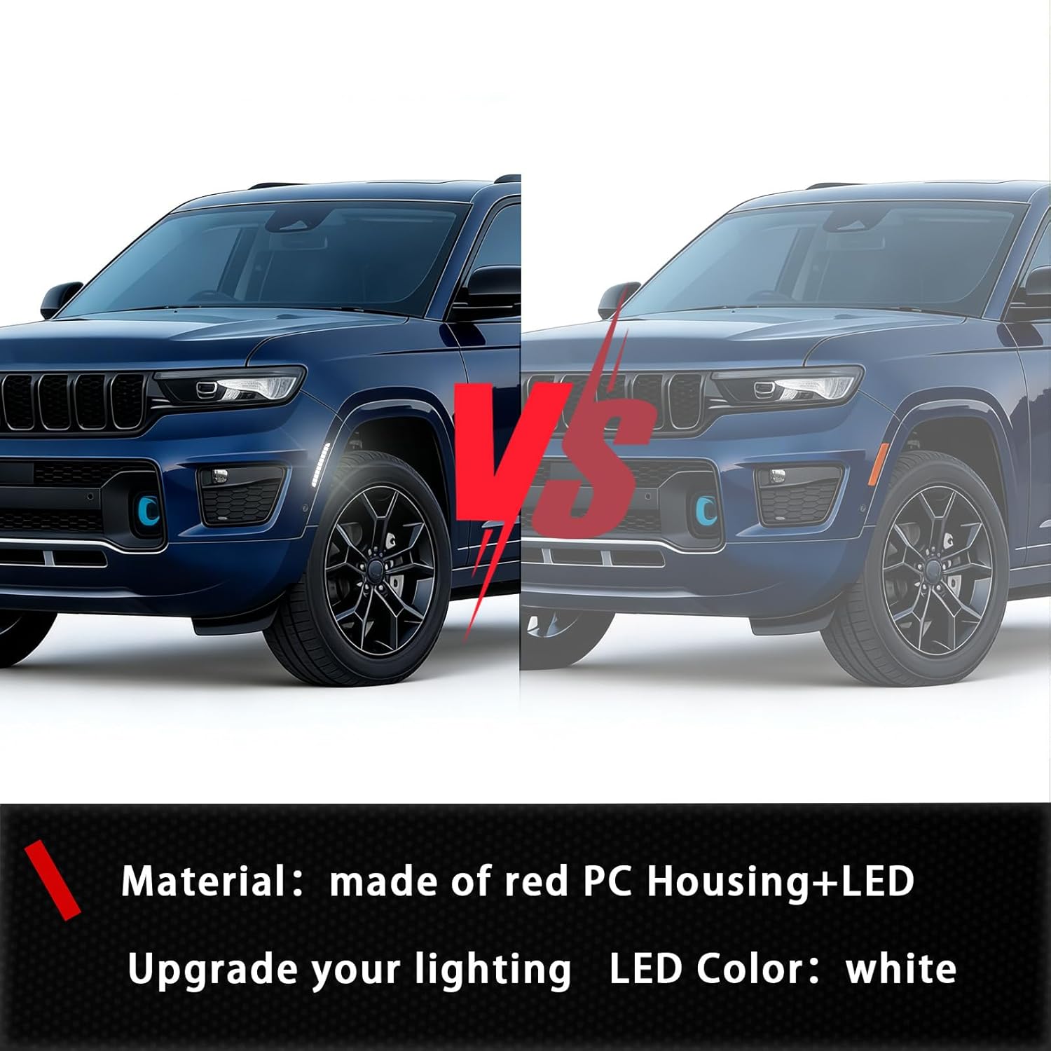 LED Front Side Marker Lights White Daytime Running Light Compatible with 2021-2024 Jeep Grand Cherokee Laredo Altitude Limited Overland, Replace OE 68378432AB CH2550138