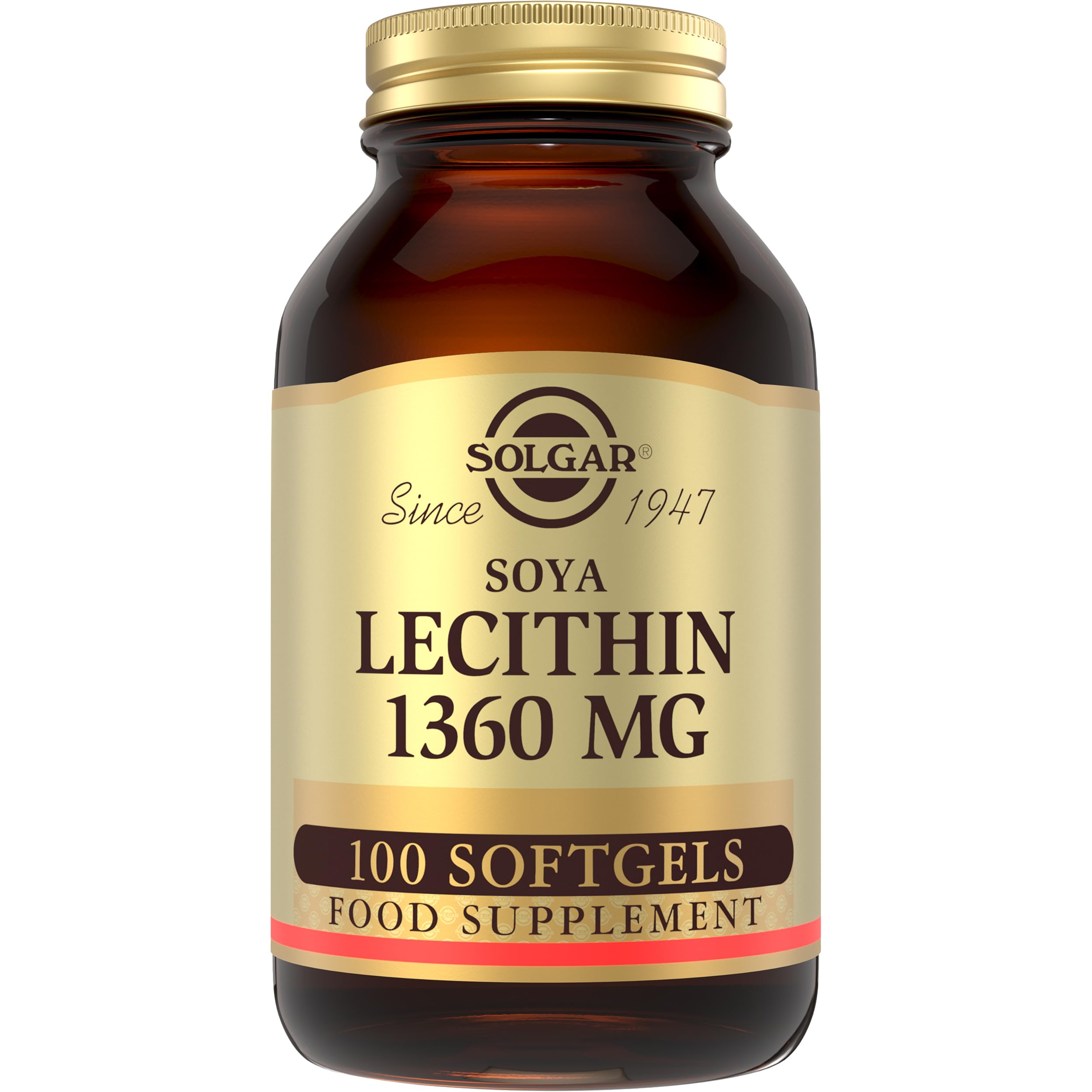 SOYA Lecithin 1360 Mg Softgels - Pack of 100 - Supports Cell Membrane Structure - Wheat,Gluten and Diary Free
