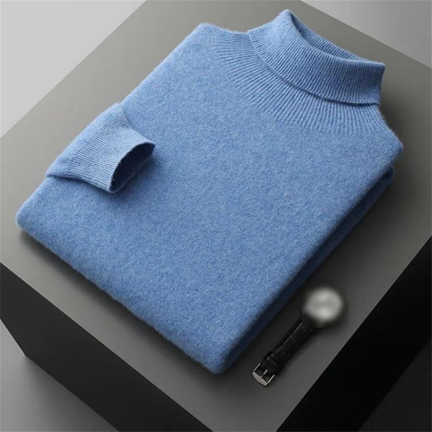 Autumn Winter Men's Cashmere Sweater Turtleneck Wool Pullover Thickened Warm Loose Solid Color Knitted Sweaters