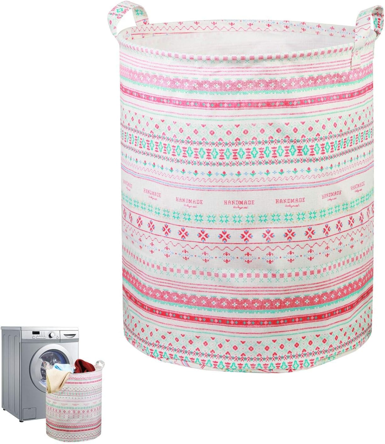 KAKOO Laundry Basket Waterproof Laundry Storage Bucket Dirty Clothes Foldable Clothes Sorter Bin Bohemian Style Washing Basket for Toys Clothes Bedroom Bathroom