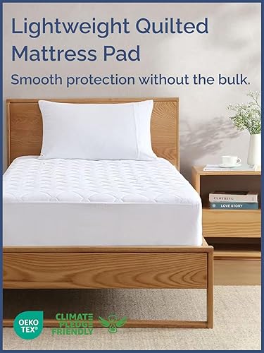 Miniatura 2 de Protector de colchón acolchado ajustable tamaño individual, protector y funda elástica para colchón, transpirable, suave, de perfil bajo, con