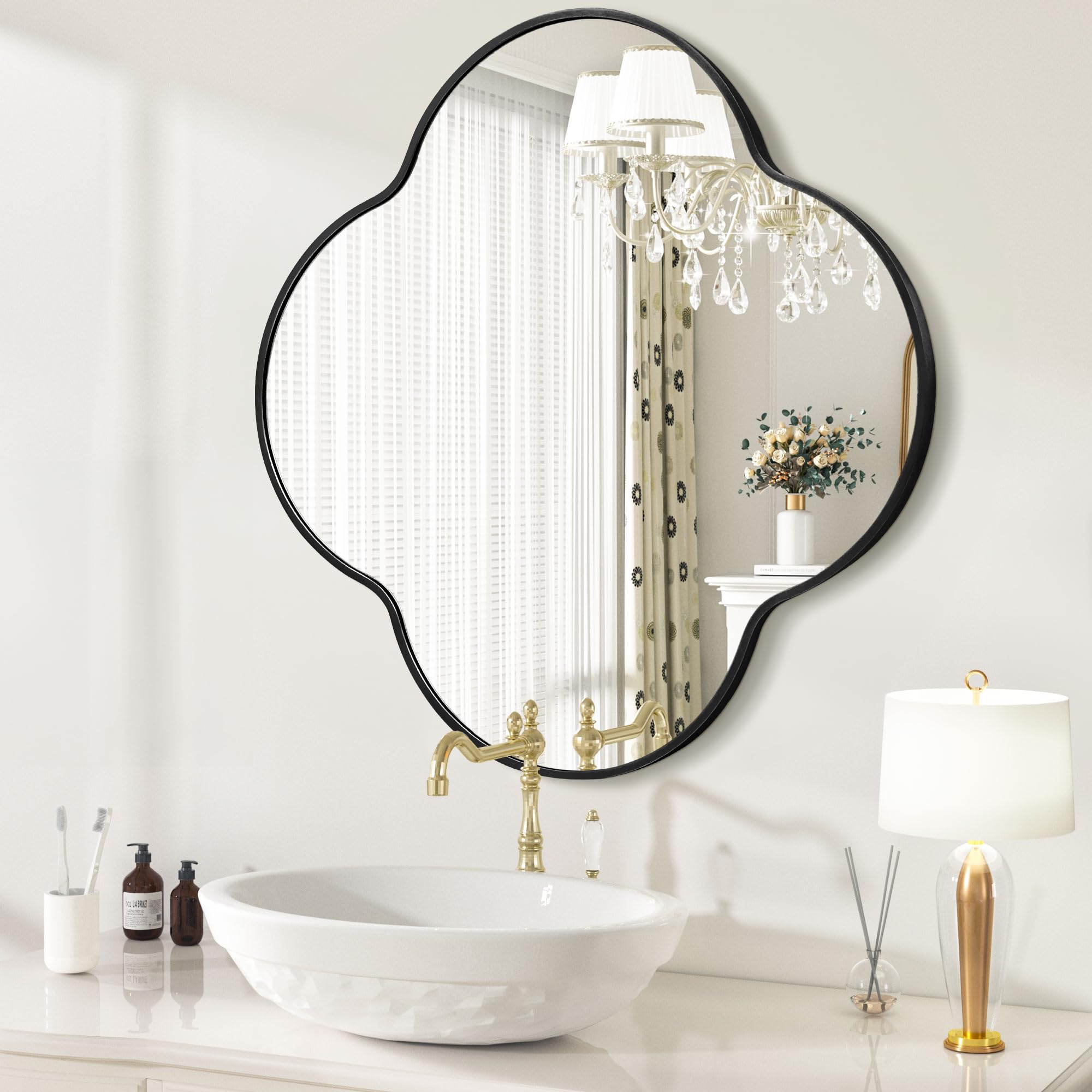 Amazon.com: Fahomiss Black Decorative Wall Mirror 24inch, Irregular ...