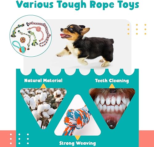 Miniatura 4 de Zeaxuie Paquete de 20 juguetes de lujo para cachorros para dentición, lindos juguetes para perros pequeños con juguetes de goma para masticar