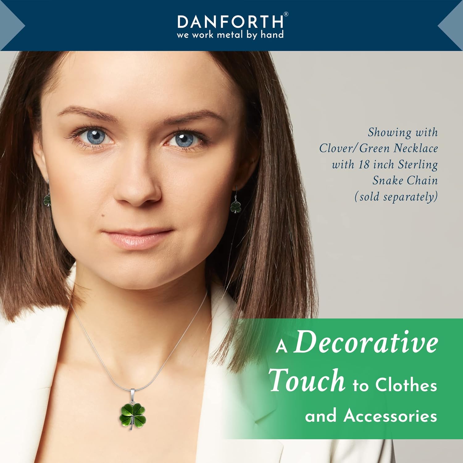DANFORTH - Clover/Green Mini Earrings – Handcast Pewter Earrings – 1/2 Inch – Surgical Steel Wires – Made In USA