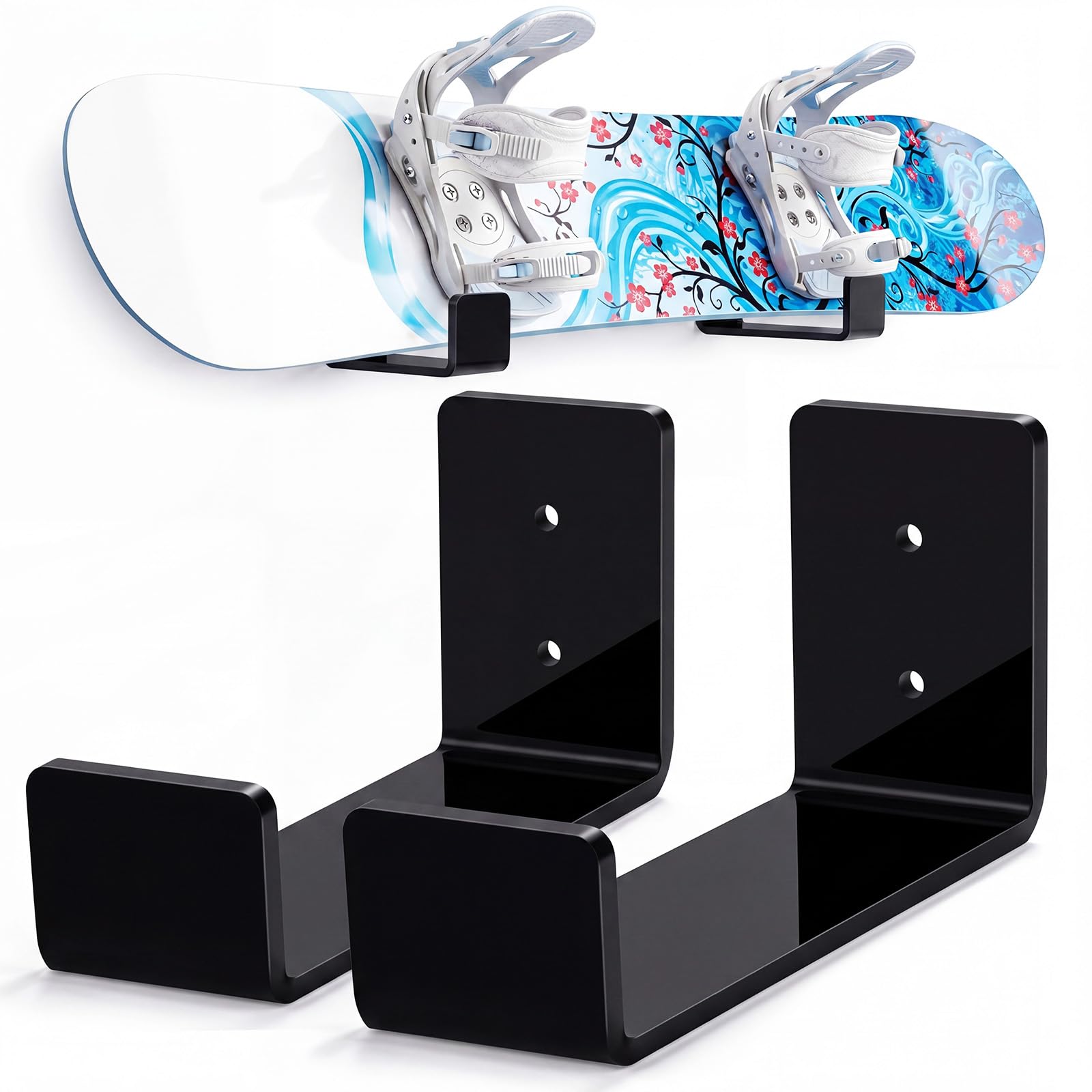 Novabright 1 Pair Acrylic Skateboard Wall Mount Hanger
