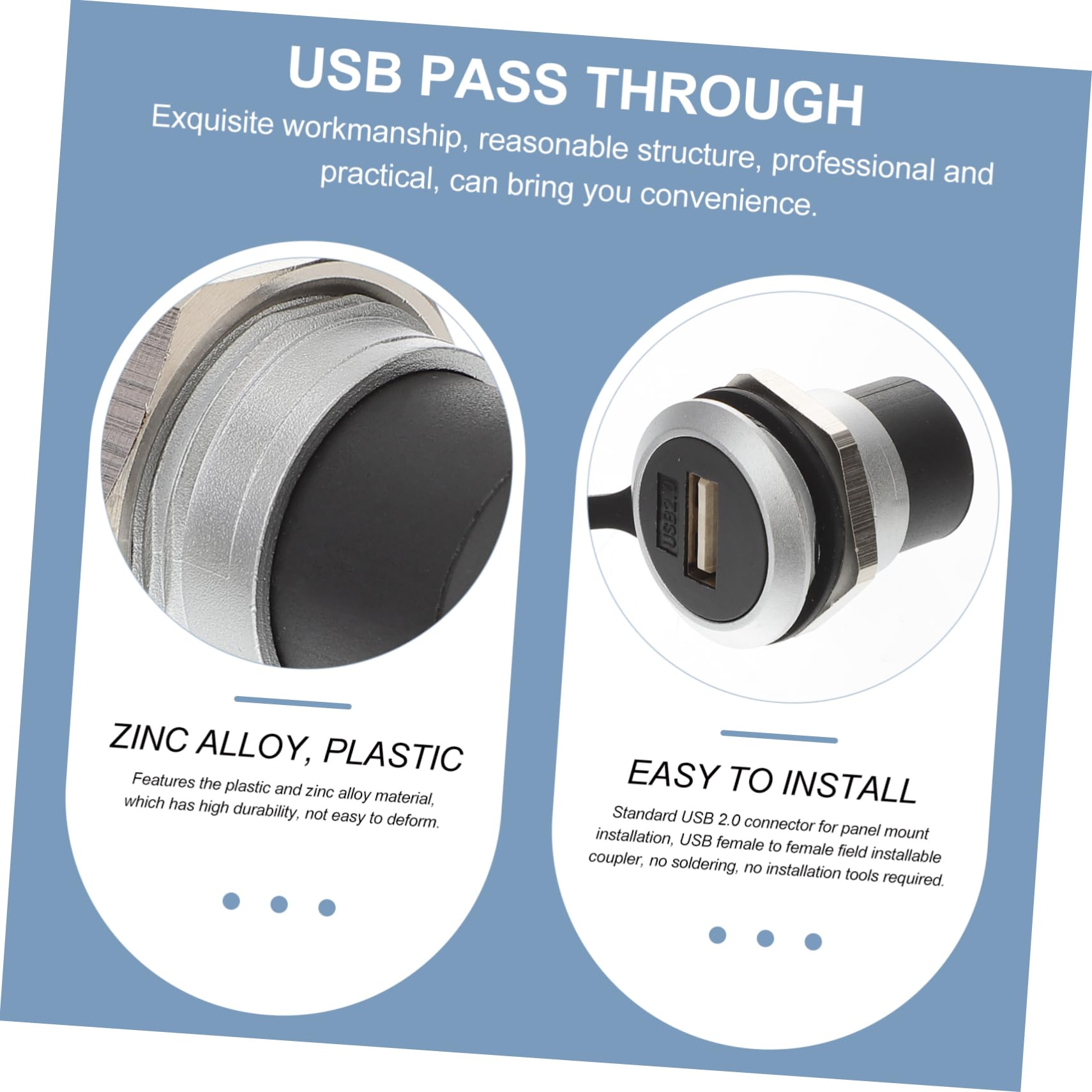 DOITOOL Charging Stand Flush Mount Coupler Pass Through Connector Extension Bulkhead Panel Mount Port Pass Through Panel Mount Bulkhead Mount Multiple Plastic