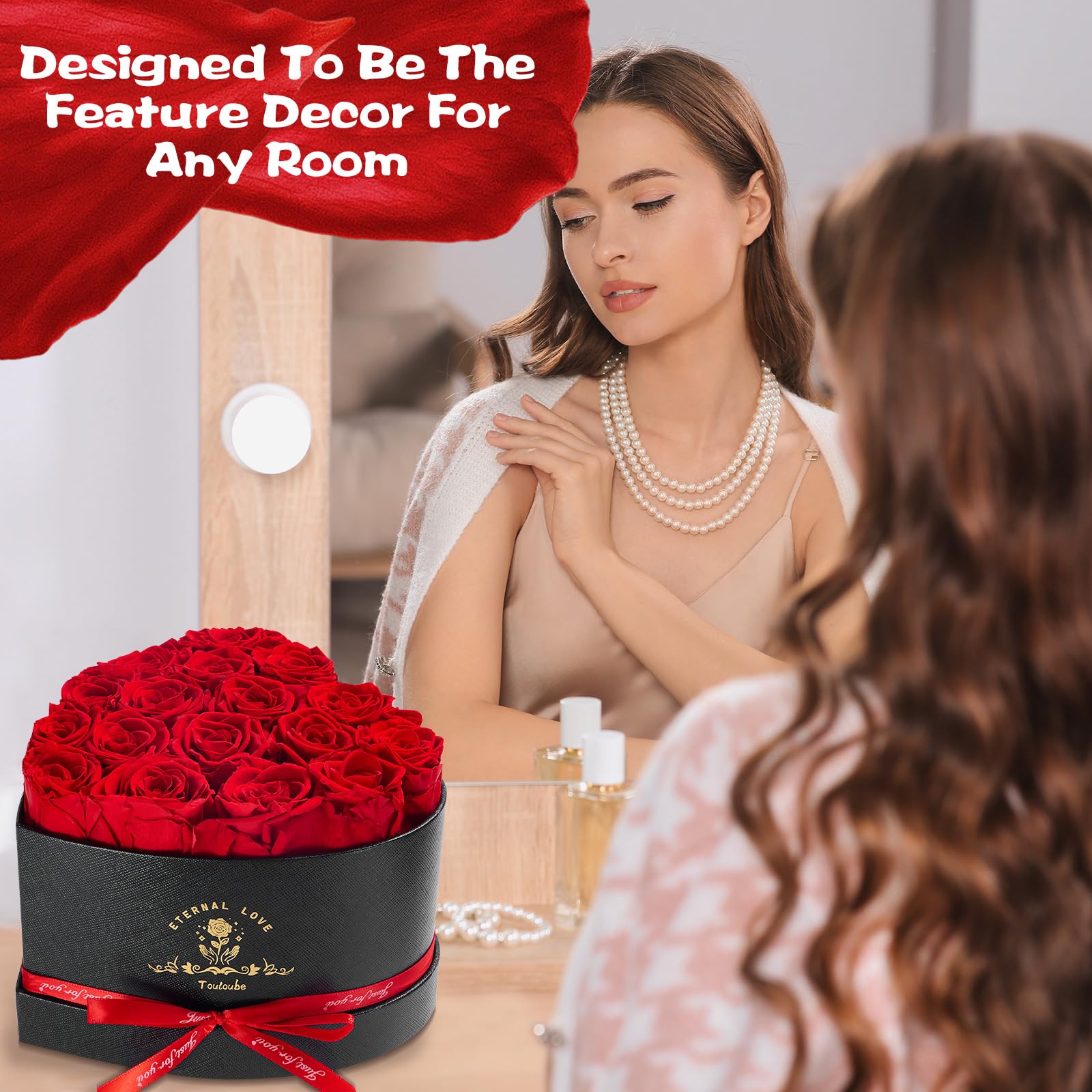 17 Pezzi Regalo di Festa della Mamma per Donne con Rose Stabilizzata Vera - Fiori Eterni in Scatola Cuore, Ideale​ per Lei Fidanzata Mamma, Fiori Stabilizzati, Regalo Compleanno, Romantico, Donna