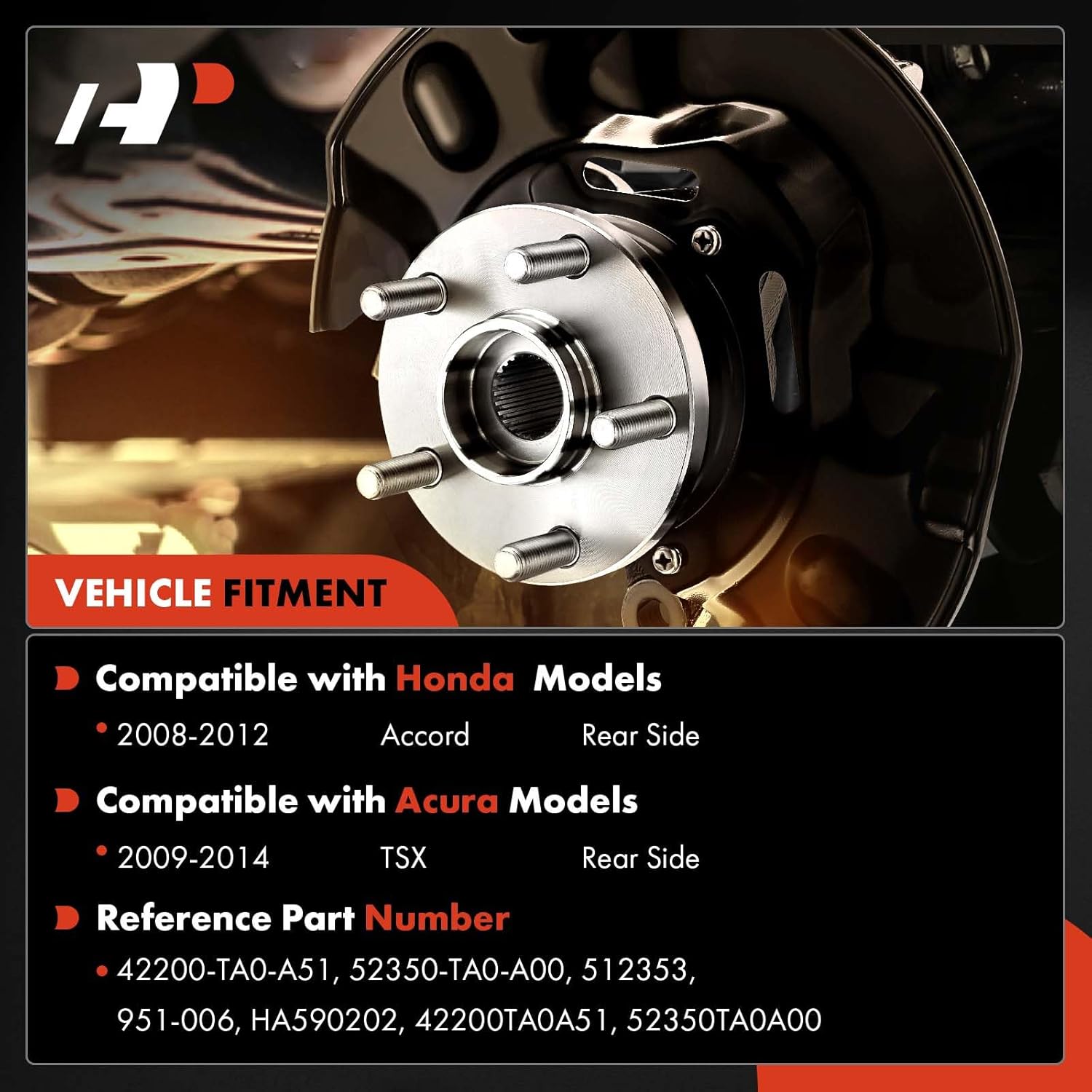 A-Premium Rear Wheel Bearing and Hub Assembly with 5-Lug Compatible with Honda Accord 2008-2012 & Acura TSX 2009-2014 - Image 2