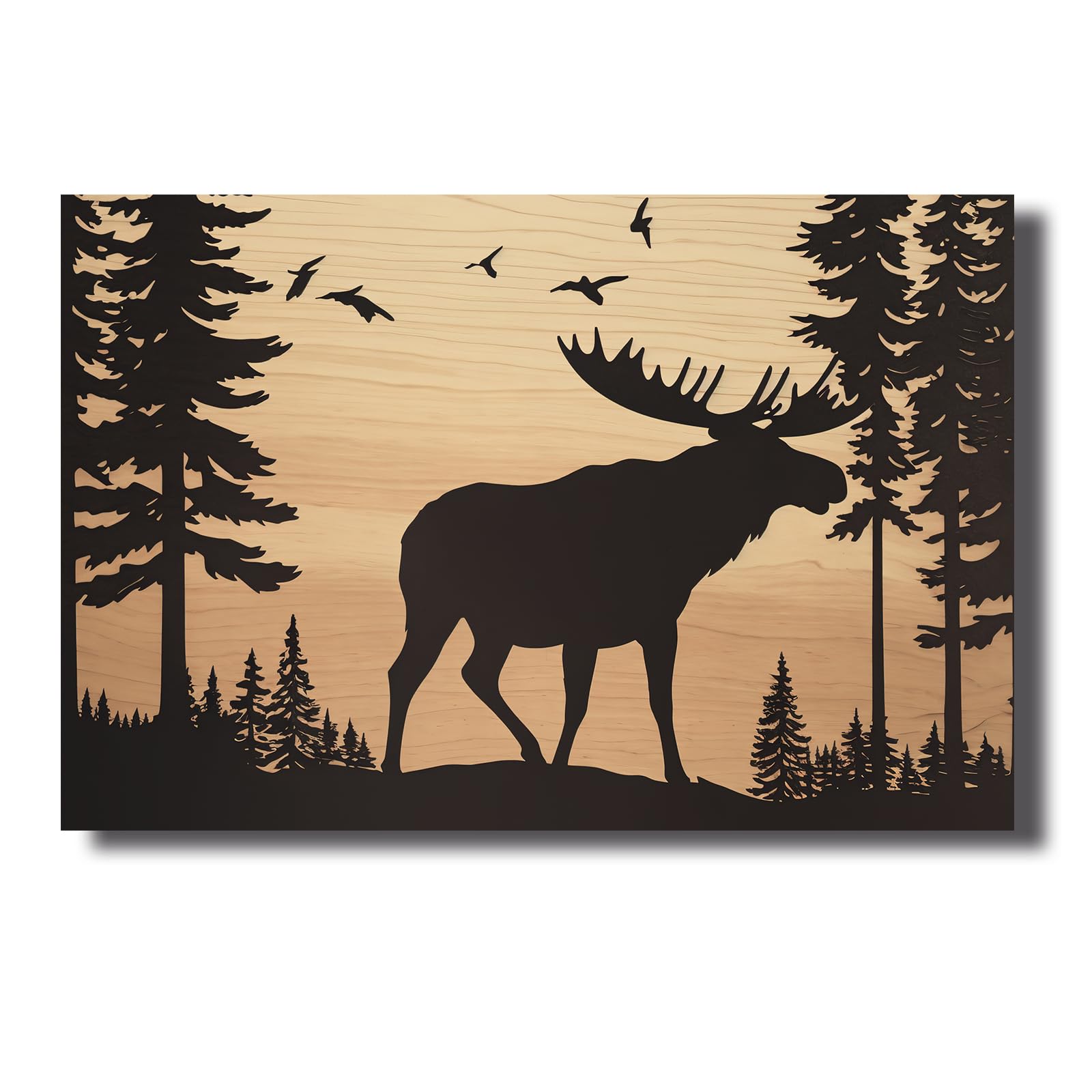 QIXIANG Stampa Su Tela Con Alce E Animali Del Bosco | Quadro Vintage 30,5x45,7 Cm Per Soggiorno, Camera, Fattoria, Stile Rustico