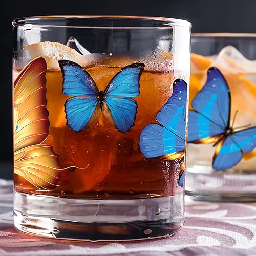 Miniatura 5 de Toasted Tales Butterfly's Lake and Lodge Collection  Vaso de whisky de roca Bourbon de 11 onzas  Vasos de degustación de whisky novedosos  Accesorio