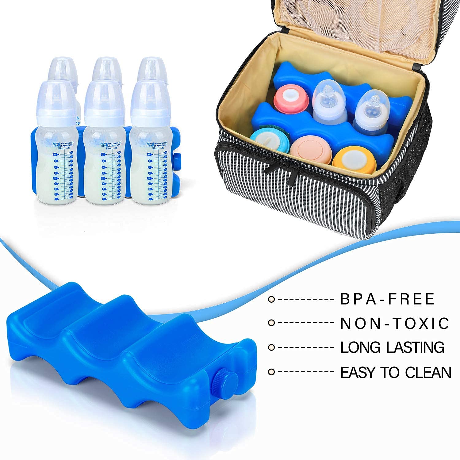 Teamoy Double Layer Breastmilk Cooler Bag with an Ice Pack with Two Ice Pack, Black