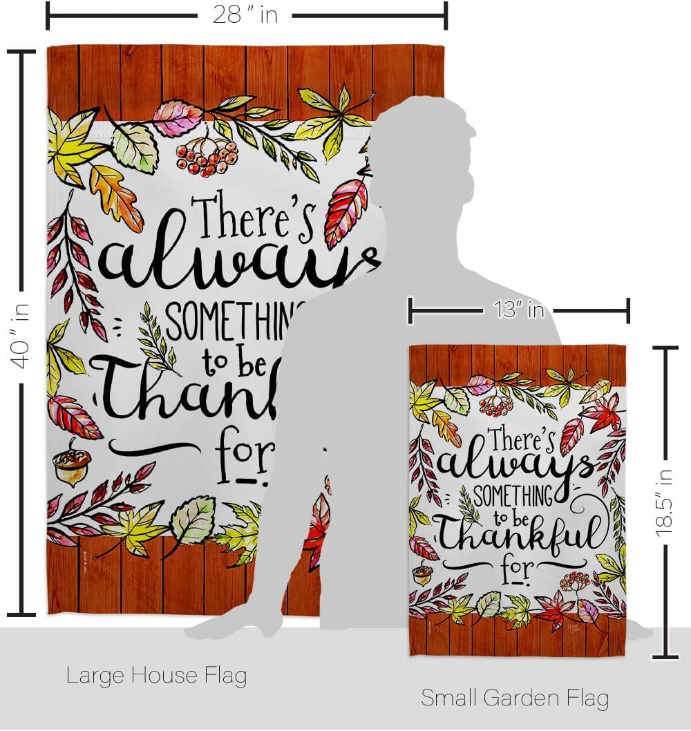 Breeze Decor Always Something Thankful Garden House Flag-Set Fall Harvest & Autumn Scarecrow Pumkins Sunflower Leaves Season Autumntime Gathering Banner Small Yard Gift Double-Sided, Made in USA