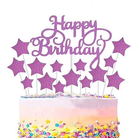 Ailexi Fait A La Main 1 Toiles Bon Anniversaire Fete De Decoration De Gateau De Paillettes Joyeux Anniversaire Paillettes Violet Clair Amazon Fr Epicerie