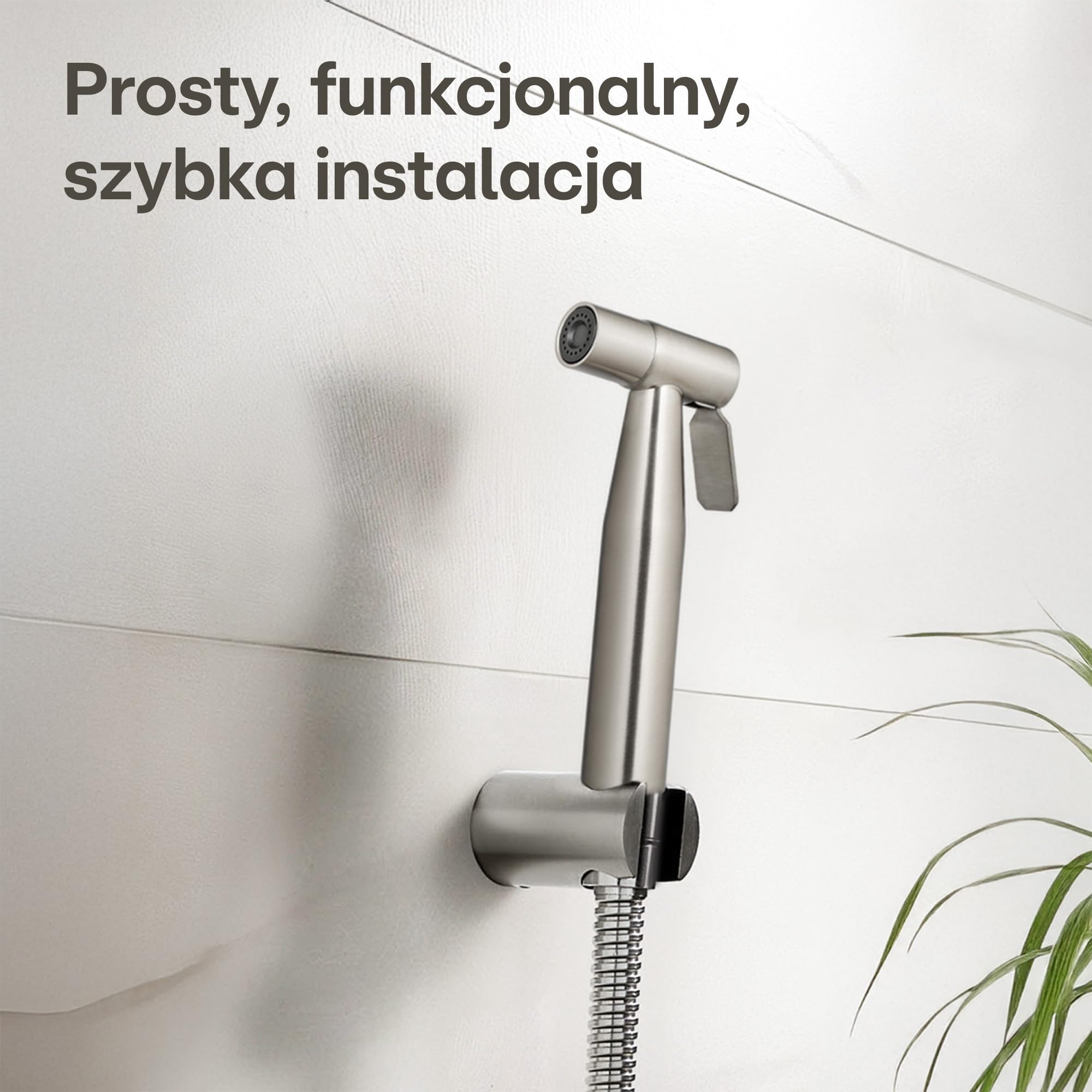 Słuchawka Natryskowa do Bidetu z Uchwytem ze 𝗦𝘁𝗮𝗹𝗶 𝗡𝗶𝗲𝗿𝗱𝘇𝗲𝘄𝗻𝗲𝗷 - Zestaw z 2 Uszczelkami - Muzułmański Prysznic do WC i Miejsc Intymnych
