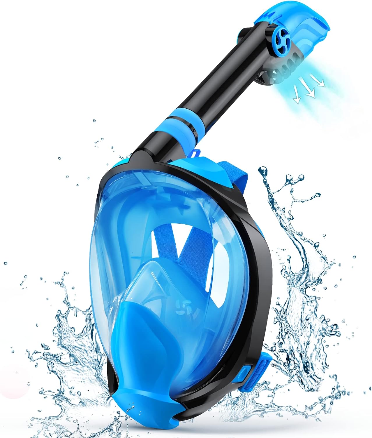 Mifanstech Full Face Snorkel Mask,Snorkeling Gear for Adults Diving Mask Latest Safety Breathing System Foldable 180 Panoramic View Swimming Mask Anti-Fog＆Anti-Leak with Detachable Camera Mount