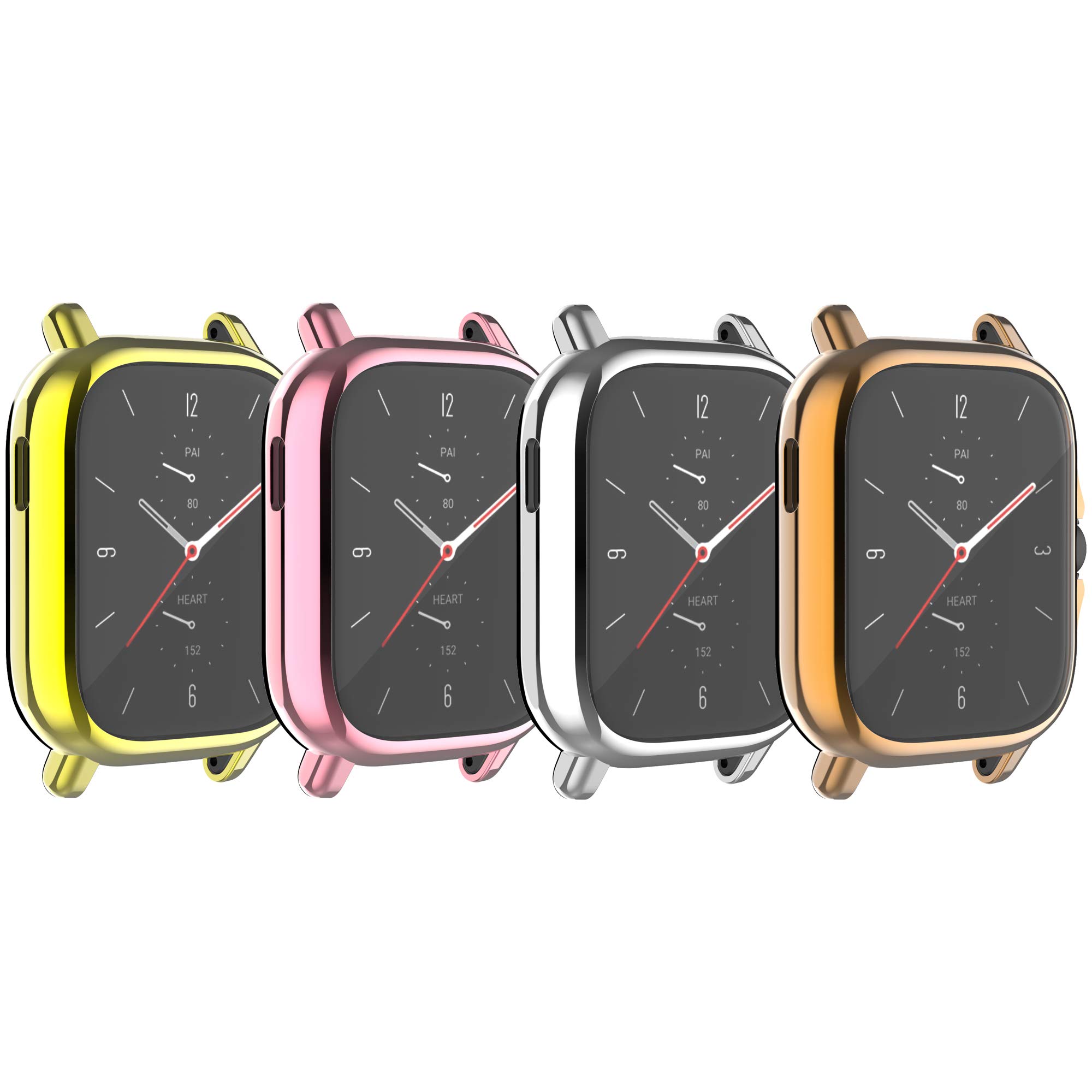 BabyValley Funda compatible con Amazfit GTS 2/GTS 3 - Protector de pantalla chapado en TPU - Funda protectora impermeable para reloj GTS 2 (rosa, oro, oro rosa y plata)