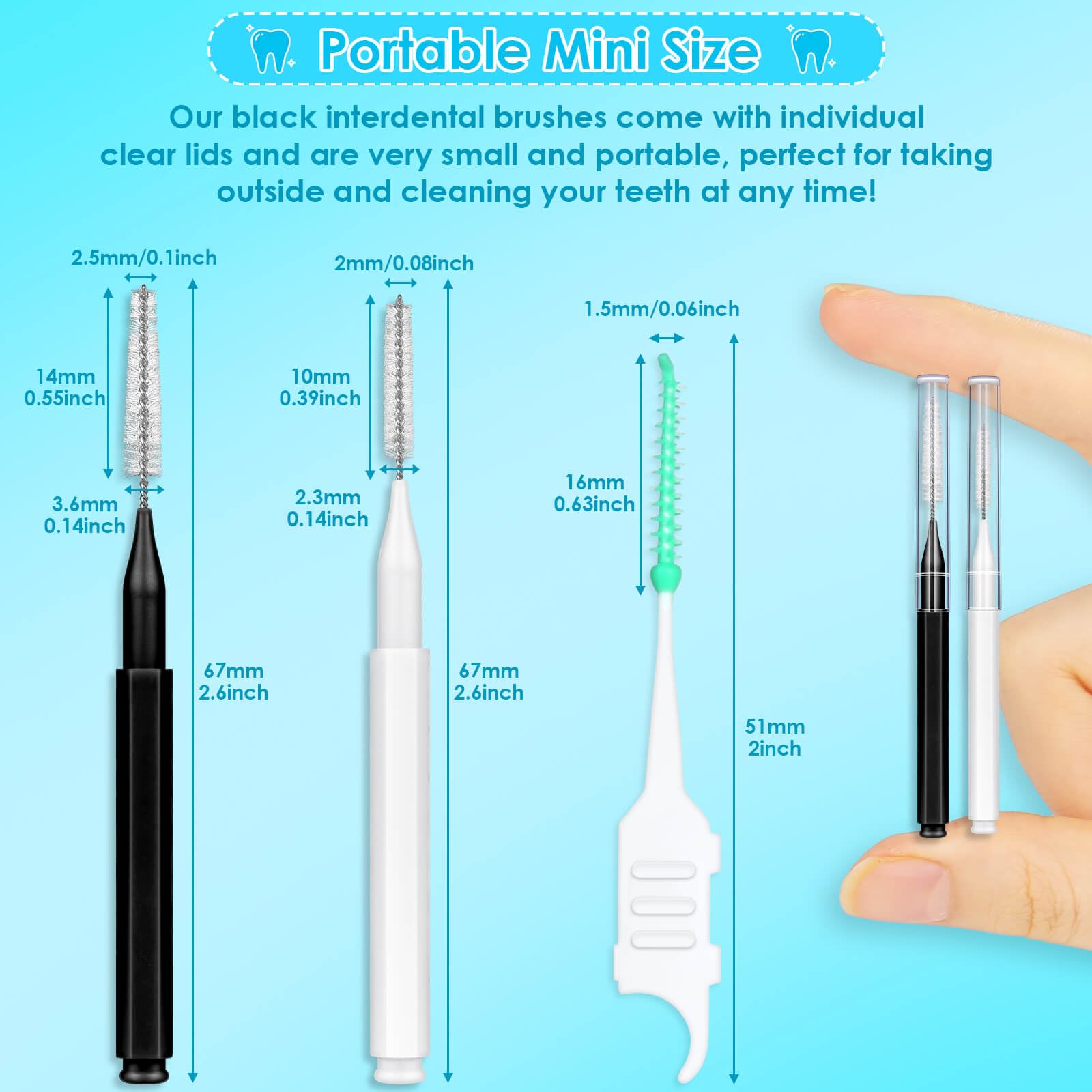 Jupwalz 270 cepillos interdentales, 220 púas dentales suaves y 50 cepillos de tirantes para dientes, cabezales de hilo dental flexibles, cepillos interdentales entre dientes, limpiador de dientes