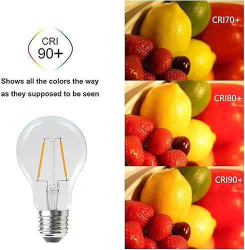 Miniatura 6 de Lxcom Lighting Bombilla LED Edison A19, bombillas LED de filamento de 2 W, equivalente a 20 W, blanco cálido, 2700 K, no regulable, vidrio