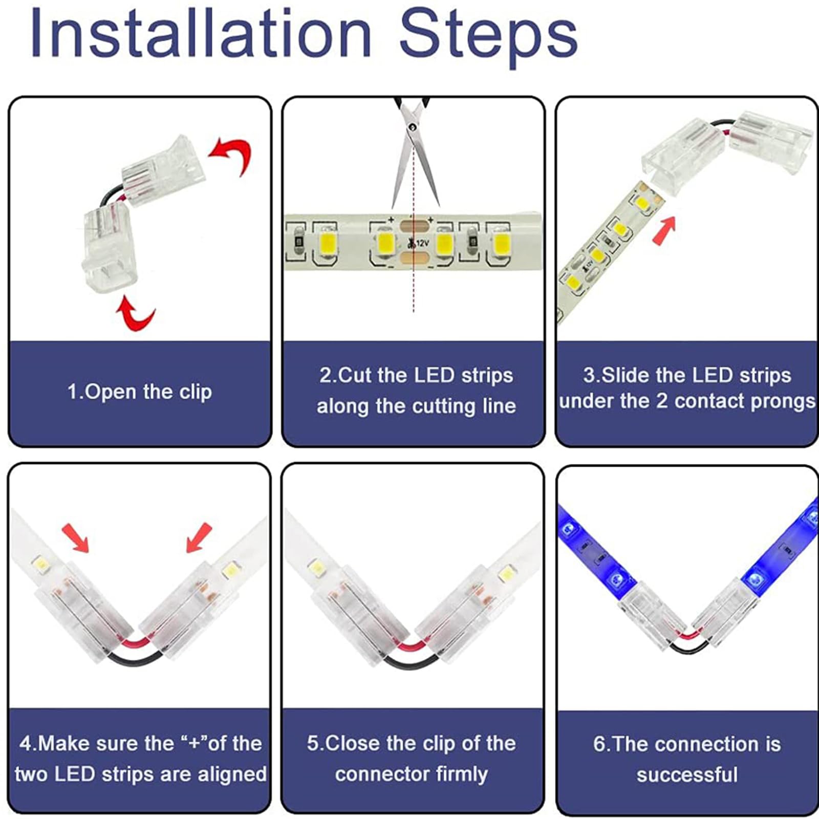 LED Streifen Winkelverbinder 3 Pin für LED Streifen Lichter ws2811 ws2812 12V 24V von 10mm Breite, lötfrei, Quick Connect, 5 Stück