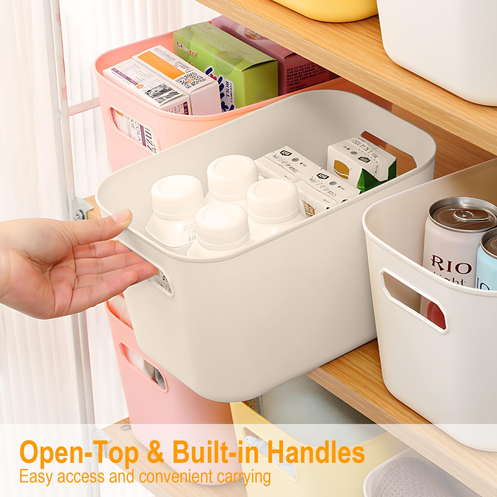 Mofeisor 6-Pack White Plastic Storage Boxes, Well-Made and Sturdy Small Cupboard Organiser for Kitchen Bathroom, Office - Image 4