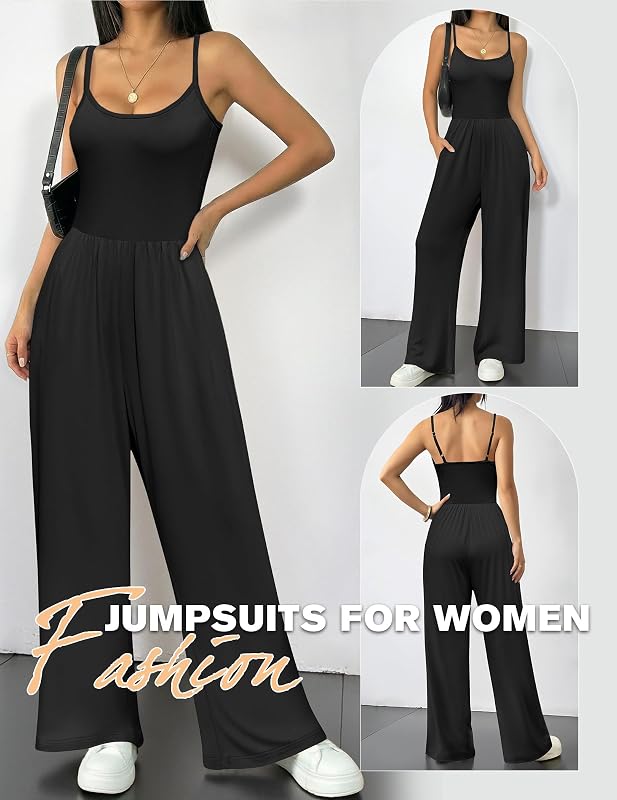 Jumpsuits for Women Dressy Summer Outfits Sleeveless Casual Black Rompers image 2