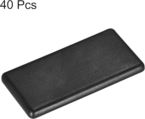 Miniatura 4 de uxcell Tapa de extremo de extrusión de aluminio rectangular de plástico estándar Negro 0.787x1.575 in 40pcs