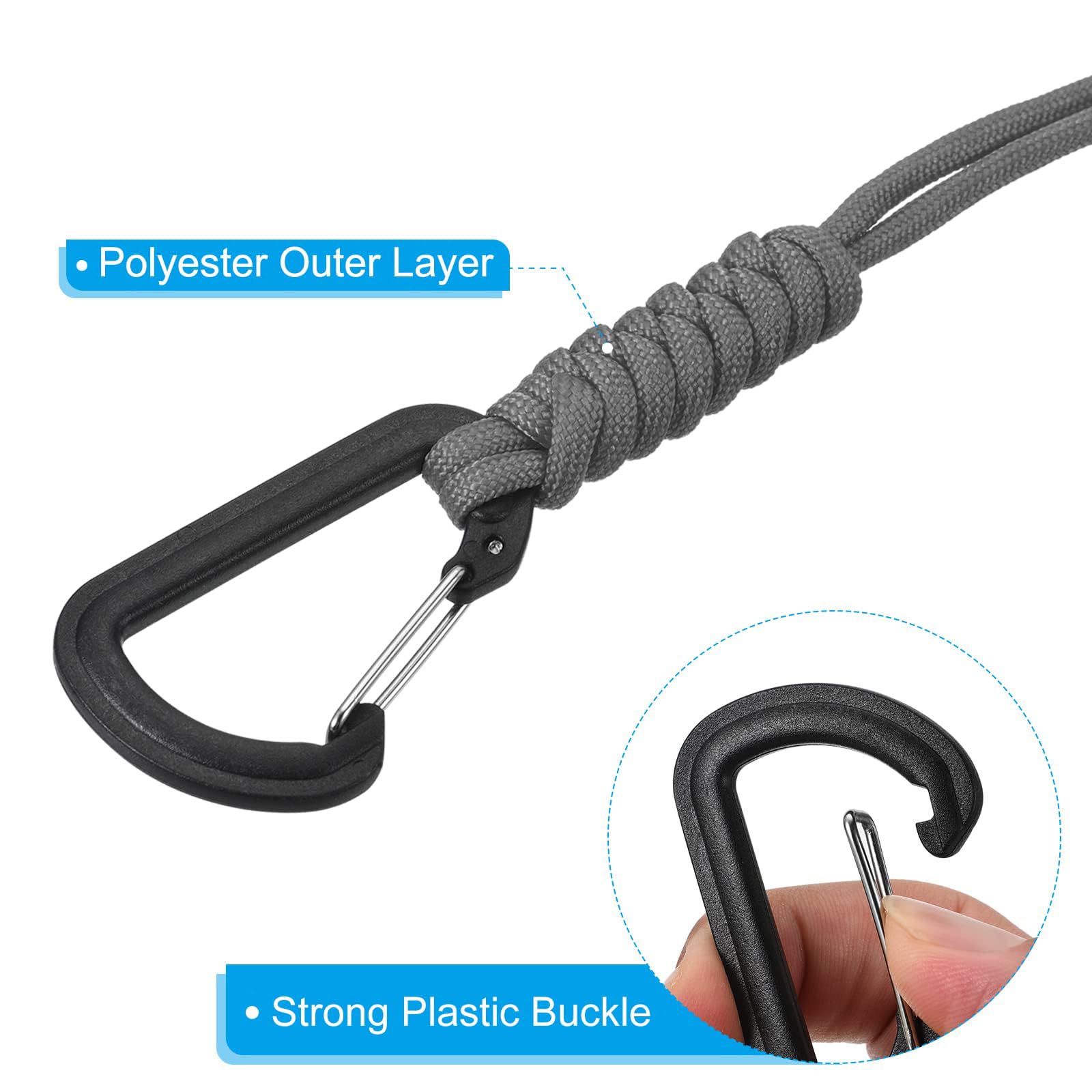 TOP-VIGOR Badge Lanyard with Hook 10 Inch, 2Pcs Braided Wrist Keychain Strap Adjustable Cord Lock for Keys Wallets Outdoors Grey - Image 4