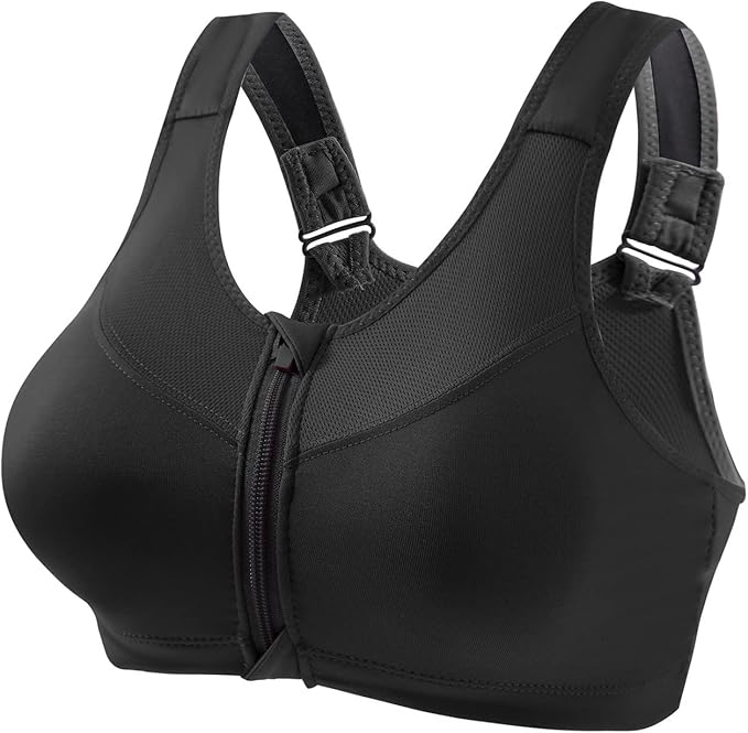 Sports Bras Women Front Zip High Support Bra Ladies Wireless Shockproof