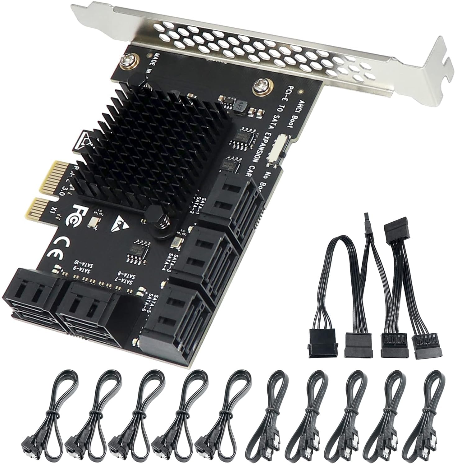 PCIe x1 10-Port SATA III Expansion Card Powered by ASMedia ASM1064 Chip | 6Gbps SATA 3.0 Controller | 10 SATA Cable + Power Splitter Included |Low Profile Bracket-picture-38