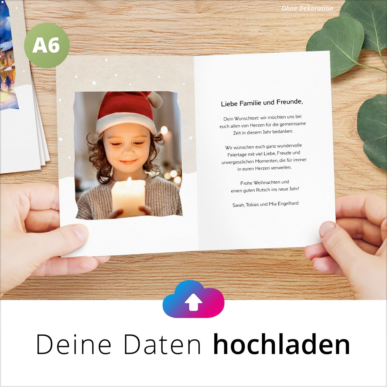 50 Weihnachtskarten personalisiert mit eigenem Text & Foto – Premium Grußkarten Set mit Umschlag - Weihnachten individuell gestalten | Klappkarten A6 | personalisierte Premium Weihnachtskarten