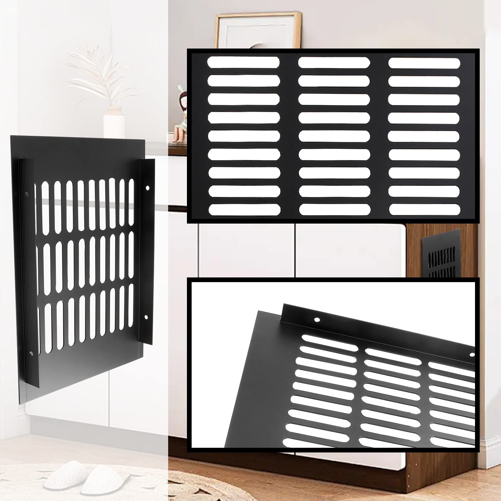 Bivethoi Lüftungsgitter 2er-Set, 300x80mm Aus Alu – Für Schrank, Kleiderschrank & Schuhschrank In Schwarz