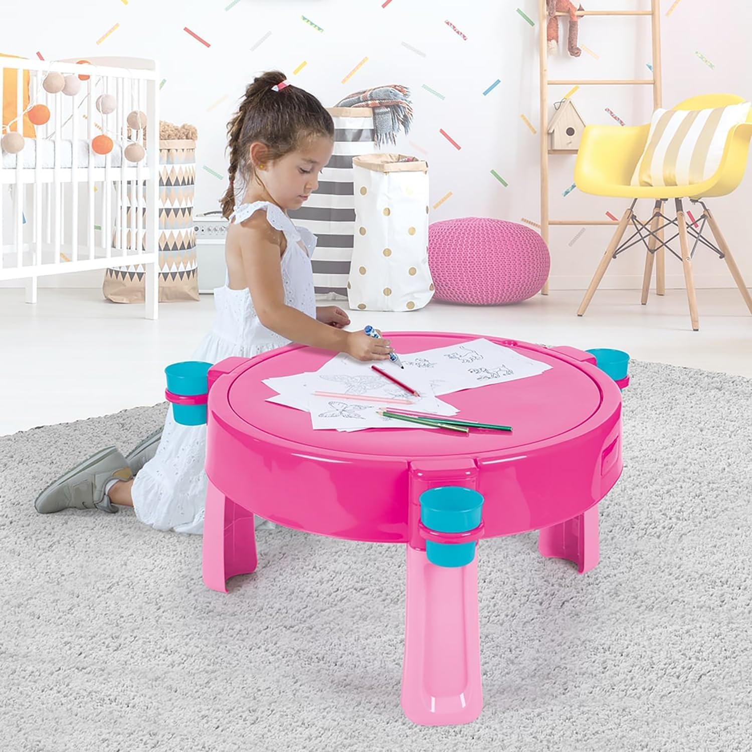 DOLU: 3-in-1 Water & Sand Activity Table - Unicorn, Pink, Blue - Convert to Creativity Table w/Lid, Indoor/Outdoor Sensory Toy, Toddler Kids Ages 2+