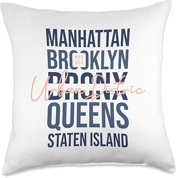 Manhattan Brooklyn Bronx Queens Staten Island Urban District Throw Pillow