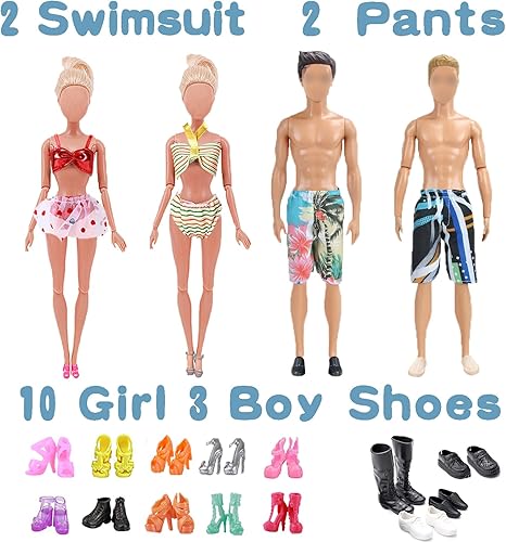 Miniatura 6 de 27 piezas de ropa de muñeca y accesorios para muñeca de niña de 11.5 pulgadas y muñeca de niño de 12 pulgadas, incluye 7 trajes de niño, 7 trajes de
