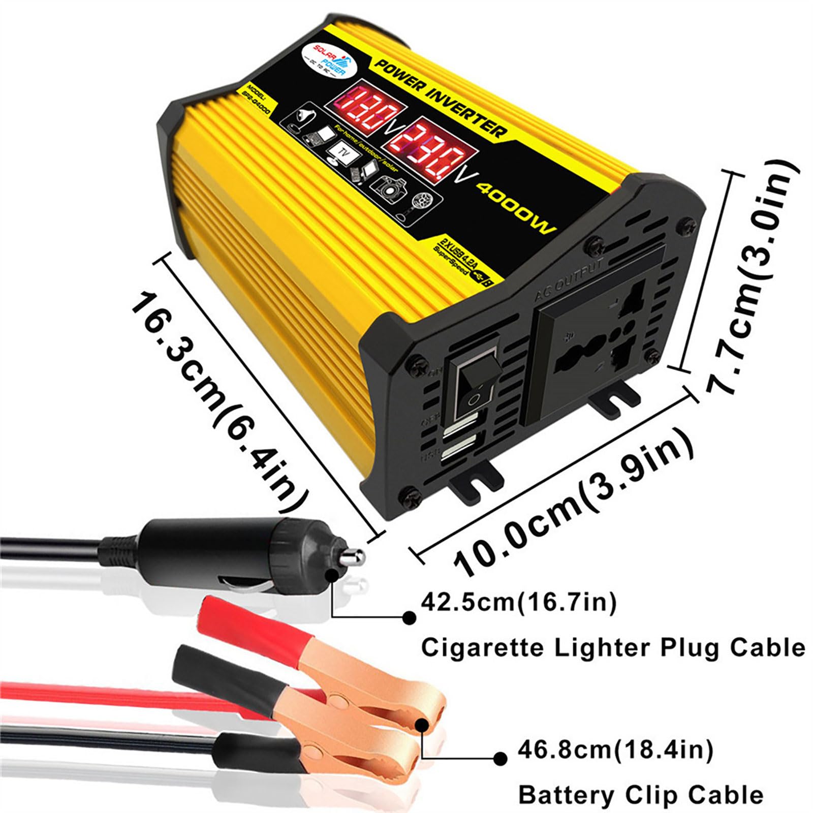 Zestaw wodoodpornych paneli słonecznych 300 W z falownikiem 4000 W i inteligentnym kontrolerem 100 A do zasilania kempingów i pojazdów rekreacyjnych – dwa porty w zestawie(220V)