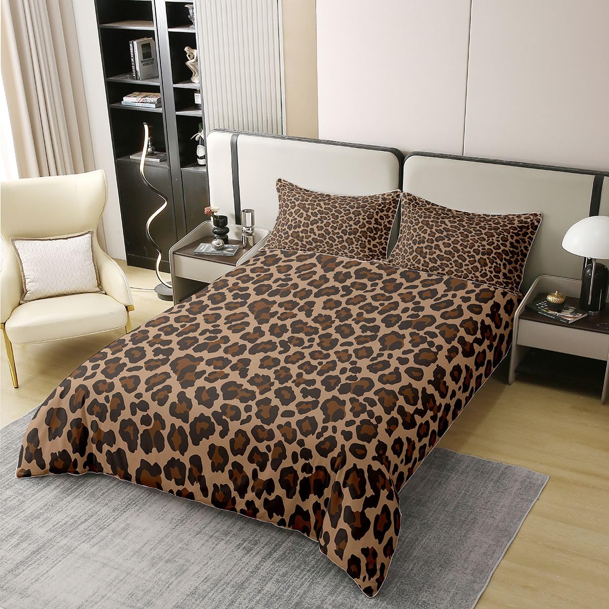 Homemissing Leopard Kids Boys Girls Bettwäsche Set 220x240cm Erwachsene