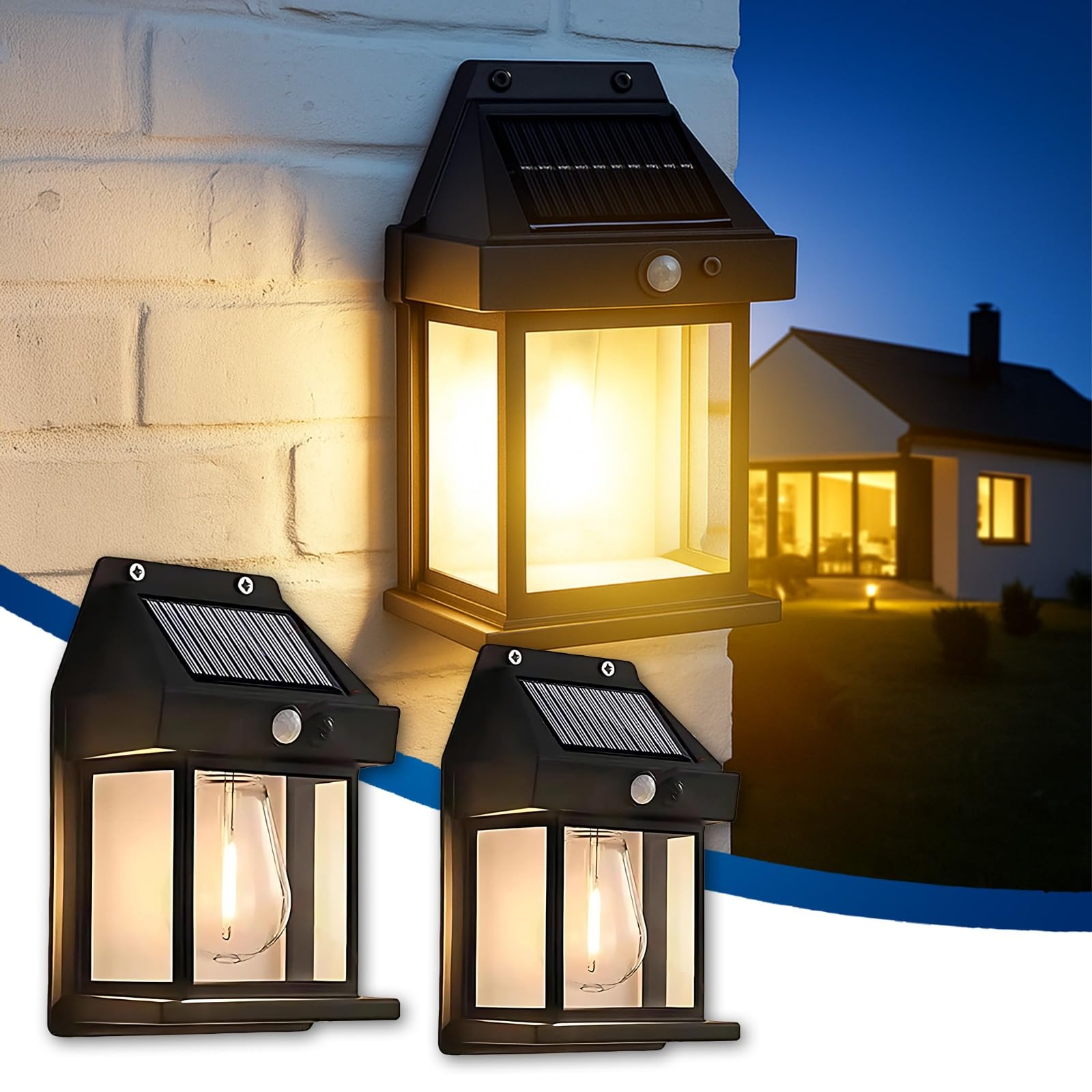 Btag Sun-Powered Wall Light Outdoor with Motion Sensor – Waterproof Exterior LED Sconce Lamp, Auto Charging Security Light for Porch, Patio, Garden, Pathway & Yard Lighting. PO2 (SL002_Warm Yellow)