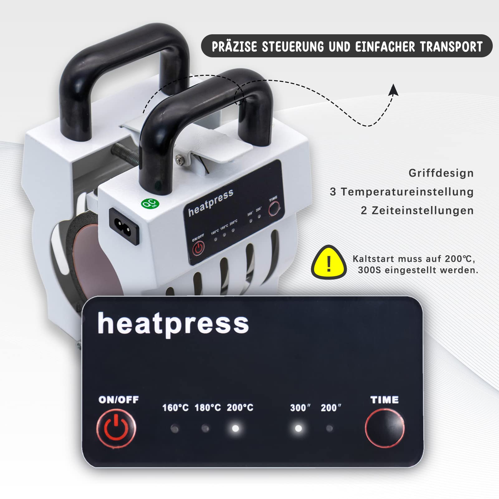 Mini Tassenpresse Maschine Mug Presse Heater Bedrucken Sublimationspresse 10 bis 15 Unzen (Weiß)