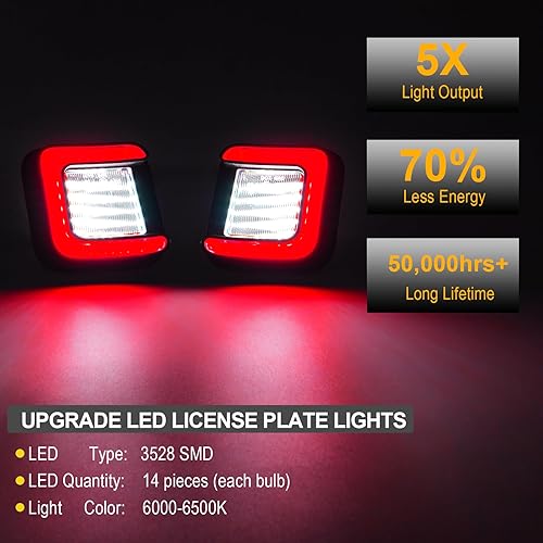 Miniatura 8 de R&F Auto Luces LED de matrícula de repuesto para Ram 1500 2500 3500 (2003-2018)  Ram 1500 Classic (2019-2020), lente transparente alimentada por 40