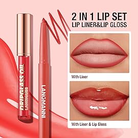 6pcs Hydrating Lip Oils + Lip Liner Pencil Lip Combo Sets, 24H Long-Lasting Lip Kit with Lip Liner and Gloss, Nourishing, Non-Sticky Tinted Stain Lip Gloss Plumping Lip Oil Set for Women(Set A)