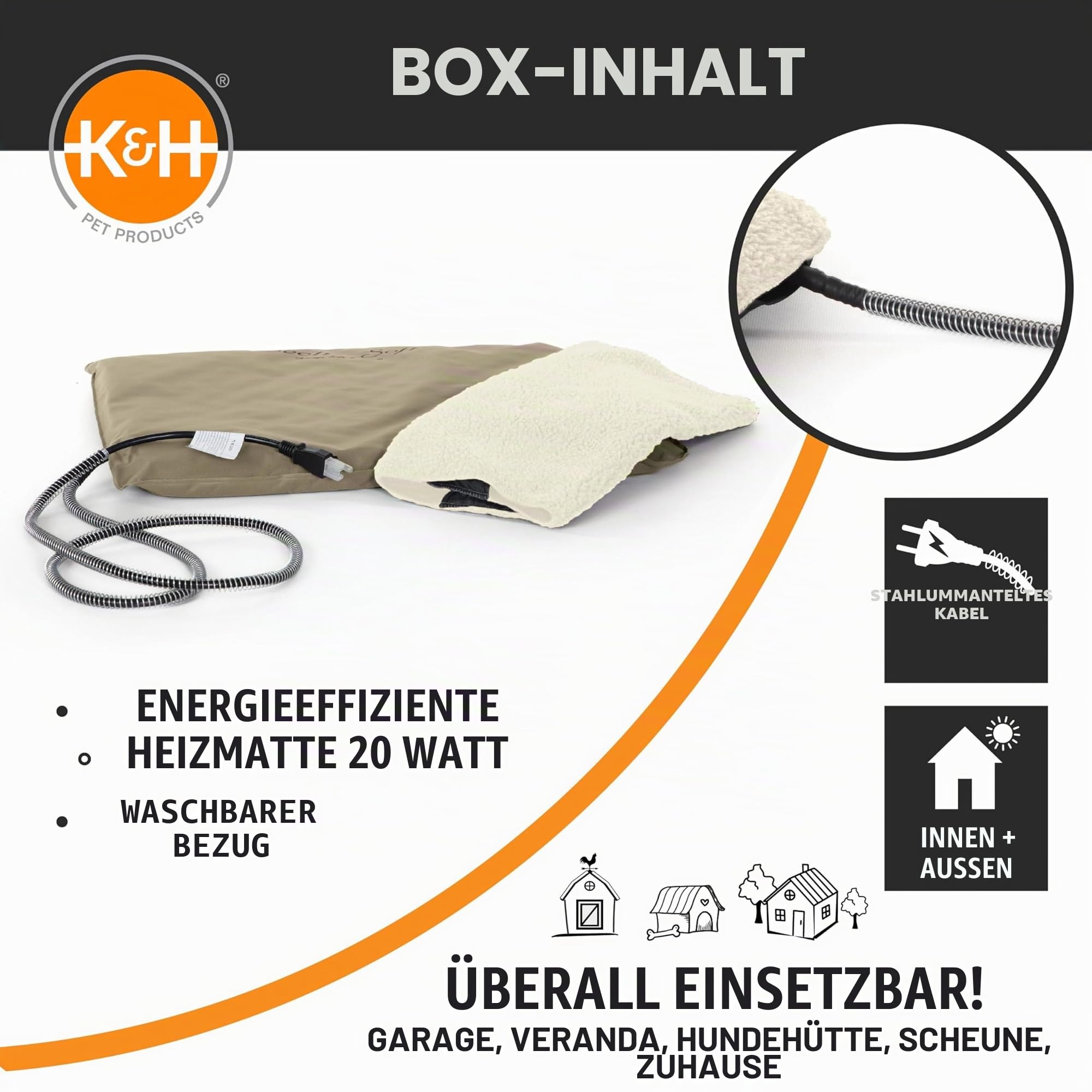 K&H Pet Products Beheiztes Haustierbett, für den Außenbereich, 35,6 x 45,7 cm, Hellbraun