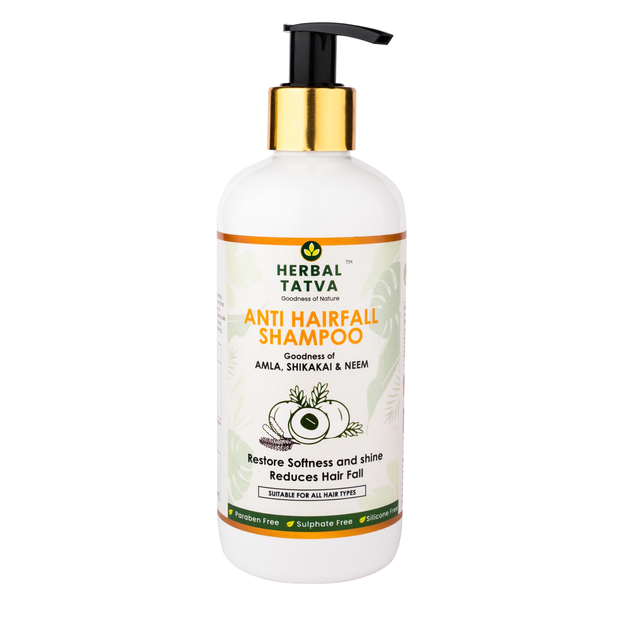 Herbal Tatva Anti Hairfall Shampoo 200ml | Organic Hairfall Control Shampoo | For All Hair Types | Men & Women | Sulpahte Free, Paraben Free & Silicone Free | With Neem, Amla, Shikakai, Reetha & Essential oils