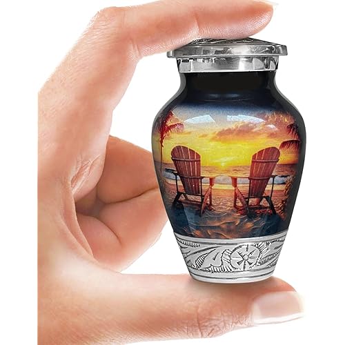 Beach Sunset Urn for Human Ashes | Keepsake Handcrafted Funeral Memorial | Decorative Cremation Urn for Women and Men