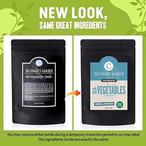 Miniatura 2 de Dr. Cowan's Garden Sea Vegetable - Algas marinas puras, algas naturales del Atlántico cosechadas silvestres y algas marinas en polvo, suplemento